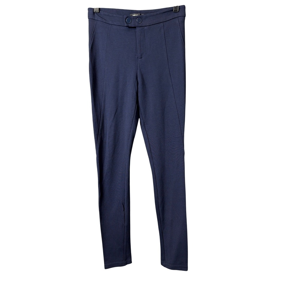 Mango Suit Navy Blue Skinny‎ Trousers Womens XS Mid Rise Stretch Workwear Pants